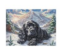 Snowy Cute Black Labrador 500 Pc DIY Jigsaw Puzzle Animal Pet Doll Puzzles for Adults Teens Hard Challenging Team Building Stress Reducing Autumn High-grade Rigid Cardboard 500 PCS