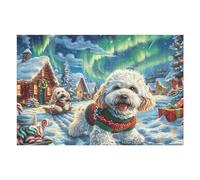 Snowy Cute Dog 1000 Piece Complete Jigsaw Puzzle Set Radiant Whimsical Menagerie Teens Beginners Educational Challenge Puzzle Fans Group Play Anniversary Fathers Thick Cardboard 1000 PCS