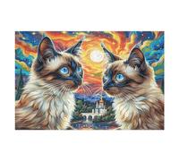 Snowy Cute Husky 1000 Pieces Set Classic Jigsaw Puzzle Splendid Celestial Critters Couple Puzzle Partners Mind Relaxation Wall Decor Easter New Year Creativity & Gift Giving 1000 PCS