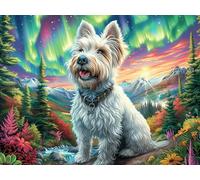 Snowy Cute West Highland White Terrier 1000 Piece Complete DIY Jigsaw Puzzle Radiant Whimsical Menagerie Collectors Mind Relaxation Educational Decorative Puzzle Gifts for Adults Wooden Cardboard 100