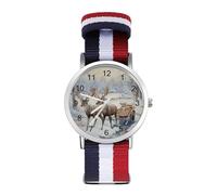 Snowy Day Sleds Deer Custom Quartz Watches Arabic Numerals Wrist Watch with Adjustable Strap for Men Women