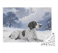 Snowy Dog Landscape 1000 Piece Jigsaw Puzzles Dalmatian in Snow Adults Aged 12 And Above Educational Games Home Decoration Challenge High Difficulty Male And Female Birthday 38x26cm/1000pcs Gifts