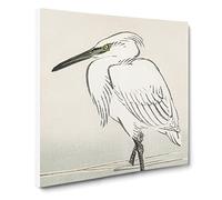 Snowy Egret by Kono Bairei Canvas Print | Gallery Wrapped 30mm Frame Wall Art | 20x20 inches | Ready to Hang | Modern Picture | Living Room Bedroom Lounge Office