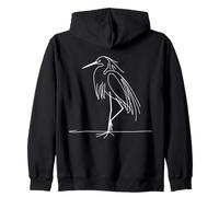 Snowy Egret Line Art Birdwatcher Zip Hoodie