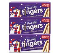 Snowy Fingers Limited Edition White and Milk Chocolate Covered Biscuits, Pack of 3, 115g, Suitable for Vegetarians