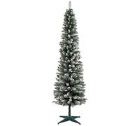 Snowy Flocked Pencil Slim Artificial Christmas Xmas 5FT/6FT/7FT Tree Slim Beautiful Decoration Snow Tipped Pencil Christmas Tree (6FT-180CM) (7FT-210CM)