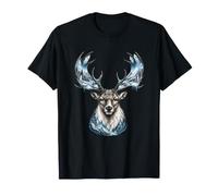 Snowy Forest Elk Antlers Alpine Mountain T-Shirt