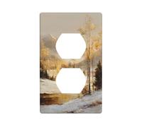 Snowy Forest Golden Trees Snow-Covered Hills Outlet Cover Light Switch Cover Decorative 1 Gang Wall Plate for Kitchen Room Bathroom Size 7x11.4cm