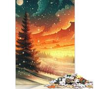Snowy Forest Sunset Puzzle 500 Piece Adult Jigsaw Puzzle Puzzles Wooden Puzzles Jigsaw Puzzles for Adults 500pcs (52x38cm)
