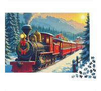 Snowy Forest Train JourneyJigsaw Puzzle Winter Seniors Brain Training Eco Board 1000 Pieces 52x38cm/1000pcs