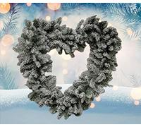 Snowy Heart Christmas Door Wreath Large Artificial Door Decoration 50cm 528 Tips