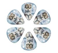 Snowy Husky Puppy 6 Pack Guitar Picks With Case Colorful Guitar Plectrums Thin Medium Heavy Accessory For Acoustic Ukulele Bass