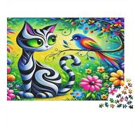 Snowy Kitten Licking Snowflakes 1000 Pieces Extra-Thick Cardboard DIY Jigsaw Puzzle, Cognitive Development & Rehabilitation Puzzle, Leisure Activity, Premium Quality Puzzle 52x38cm/1000p
