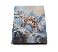 Snowy Leopard Leather Refillable Notebook with 90 Sheets Travel A5 Notebooks Writing Journal Personal Planner
