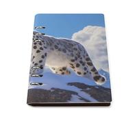 Snowy Leopard Refillable Notebook 6 Ring Binder Foldable Loose-Leaf Notebooks A5 Planner Book with 90 Sheets Paper