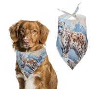 Snowy Leopard Triangle Dog Bandana Adjustable Pet Bibs Summer Washable Scarf for Small Medium Large Pets