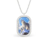 Snowy Leopard Women's Square White Diamond Necklace Adjustable Pendant Chain Gift for Mom