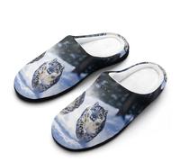Snowy Leopards Running Women‘s Cotton Slipper Comfortable Cozy Plush Slippers Anti-Skid Indoor House Closed Toe Shoes