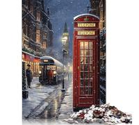 Snowy London Call Puzzles 1000 Pieces Wooden Puzzles Wood Puzzle for Adults for Adults 300pcs (40x28cm)