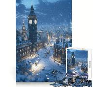 Snowy London Night 1000 Pieces Jigsaw Puzzles for Adults Mental Logic Toy Serene Time Firm Cut (38x26cm)