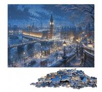 Snowy London Night Artistic Wooden Puzzle for Adults, 500 Pieces | Adult Puzzle: sorting by colour, shape or image area at home.
