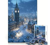 Snowy London Night Jigsaw Puzzles for Adults1000 Pieces Memory Gain Stress Relief Design Assembly Memorable Gift (50x75cm)