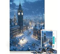 Snowy London Night Jigsaw Puzzles for Adults1000 Pieces Memory Gain Stress Relief Design Assembly Memorable Gift (50x75cm)