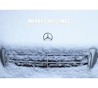 Snowy Mercedes Car Merry Christmas Greeting Card 125mm x 178mm Including Envelope PT303