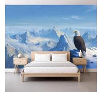Snowy Mountain Bald Eagle Animal Photo Wallpaper 500 x 280 cm Non-Woven Photo Wallpaper, Digital Art Wall Mural for Living Room Tv Sofa Theme Mural Hotel Corridor Wall Posters