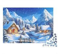 Snowy Mountain Cabin 1000 Piece Jigsaw Puzzle Paper For Adults Night Sky Relax 70x50cm/1000pcs
