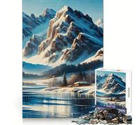 Snowy Mountain Cabin 1000 Piece Jigsaws for Adults Puzzle Mind Exercise Toy Family Bond Precision Cut Creative Gift (50x75cm)