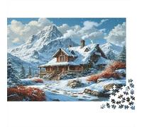 Snowy Mountain Cabin 1000 Pieces Premium Cardstock Jigsaw Puzzle Set for Adults, Educational Challenge, Home Leisure Activity, Great Gift Idea for Puzzle Fans 52x38cm/1000pcs
