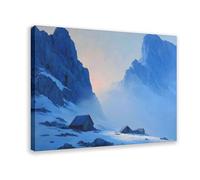 Snowy Mountain Cabin Canvas Poster Bedroom Decor Landscape Office Room Decor Gift 24x36inch(60x90cm)