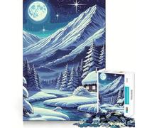 Snowy Mountain Cabin Jigsaw Puzzle 1000 Piece for Adults Think Smart Toy Family Joy Accurate Cut Fine Art Piece (38x52cm)