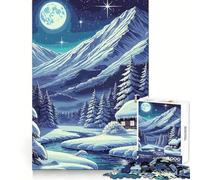 Snowy Mountain Cabin Jigsaw Puzzle 1000 Piece for Adults Think Smart Toy Family Joy Accurate Cut Fine Art Piece (38x52cm)