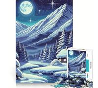 Snowy Mountain Cabin Jigsaw Puzzle for Adults 1000 Pieces Memory Boost Group Play Pattern Assembly Xmas Surprise (50x75cm)