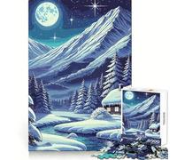 Snowy Mountain Cabin Jigsaw Puzzle for Adults 1000 Pieces Memory Boost Group Play Pattern Assembly Xmas Surprise (50x75cm)