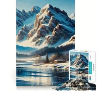 Snowy Mountain Cabin Jigsaw Puzzles for Adults 1000 Piece Logic Toy Stress Release Precision Cut Festival Gift (38x52cm)