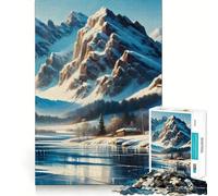 Snowy Mountain Cabin Jigsaw Puzzles for Adults1000 Pieces Memory Gain Stress Relief Design Assembly Memorable Gift (38x26cm)
