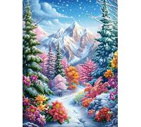 Snowy Mountain Forest at Sunset 500 Piece Complete DIY Jigsaw Puzzle Collectors Mind Relaxation Educational Decorative Puzzle Gifts for Adults Recycled Cardboard 500 PCS