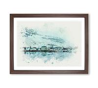 Snowy Mountain In Iceland In Abstract Modern Art Framed Print | A2 Walnut Framed Wall Art | Ready to Hang | Abstract Landscape Picture | Living Room Bedroom Lounge Office