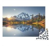 Snowy Mountain Lake 1000 Piece Jigsaw Puzzle Paper Adult Scenic Reflection Relaxation Gift 52x38cm/1000pcs