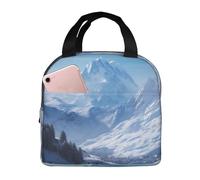 Snowy Mountain Lunch Bag Handheld Insulated Picnic Bag Work Bag Fresh-Keeping Bag Camping Storage