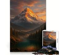 Snowy Mountain Peak at Sunset Jigsaw Puzzles for Teenagers 1000 Piece Recall Upgrade Calm Relax Clear Cut Art Collection Piece (38x26cm)