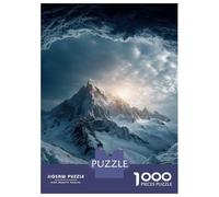 Snowy Mountain Peak Through Cave Opening Travel Puzzle 1000 Pieces, Romantic City Break Scene, Decorative Artwork, Thick Cardboard Pieces, Birthday Gift for Home Décor Fans, 70x50cm/1000pcs