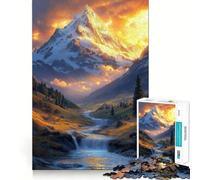 Snowy Mountain Peak with Golden Light Jigsaw Puzzles for Adults 1000 Piece Logic Toy Stress Release Precision Cut Festival Gift (38x26cm)