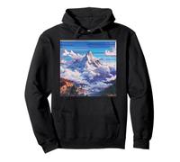 Snowy Mountain Pixel Art Digital Landscape Pullover Hoodie