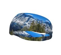 Snowy Mountain Print Elastic Headbands for Women Sports Head Wrap Unisex Sweatbands,for Workout Yoga Running
