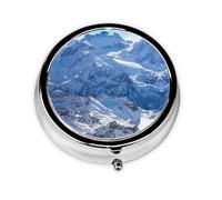 Snowy Mountain Print Pill Box for Pocket Round Pill Box 3 Compartment Decorative Portable Travel Pill Holder Tablet Vitamin Organizer Mini Pill Case(2pcs)