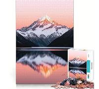 Snowy Mountain Reflection at Sunset Jigsaw 1000 Pieces for Teenagers Strengthen Memory Relaxing Fun Smooth Edge Santa Wish List (38x52cm)